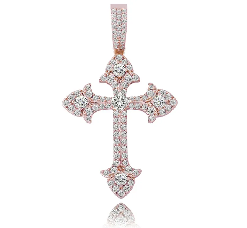 10K Gold Diamond Gothic Cross Pendant