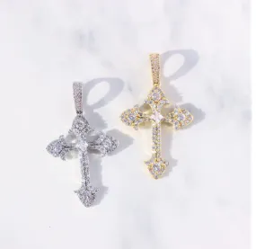 10K Gold Diamond Gothic Cross Pendant