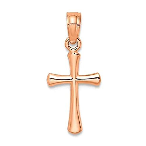 14K Rose Gold Cross Charm Pendant