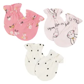 3-Pack Baby Girls Ballerina No Scratch Mittens