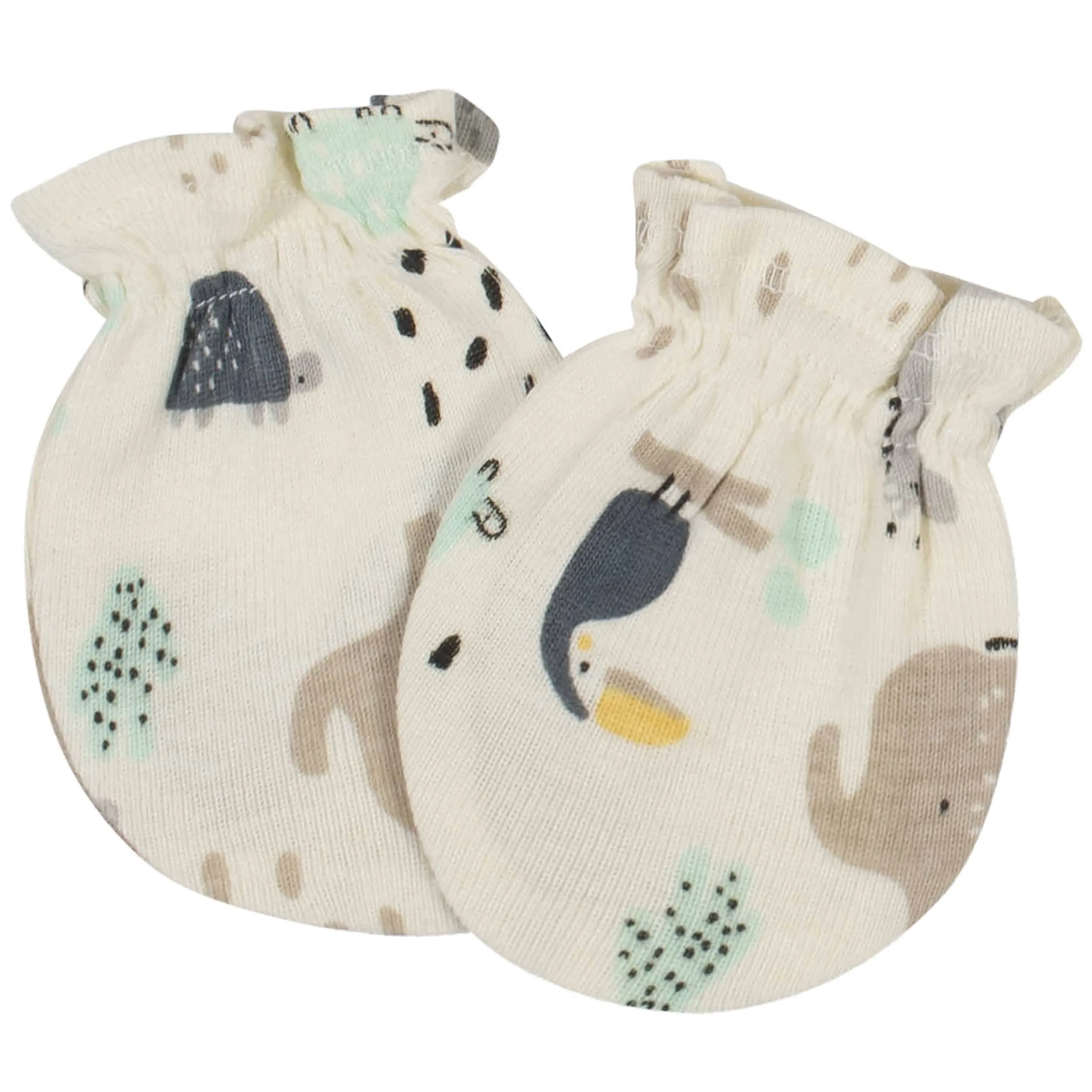 7-Piece Baby Neutral Safari Organic No Scratch Mittens and Caps Set