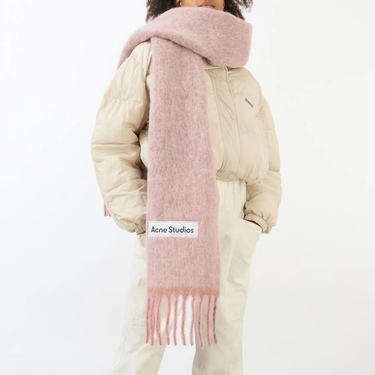 ACNE STUDIOS The Sustainable Edit Vally Logo Scarf - Dusty Pink