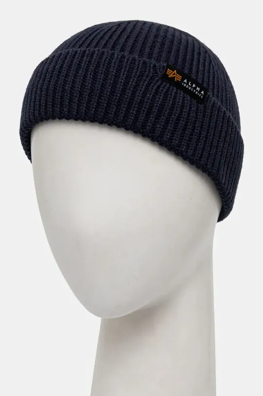 Alpha Industries beanie navy blue color