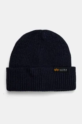 Alpha Industries beanie navy blue color