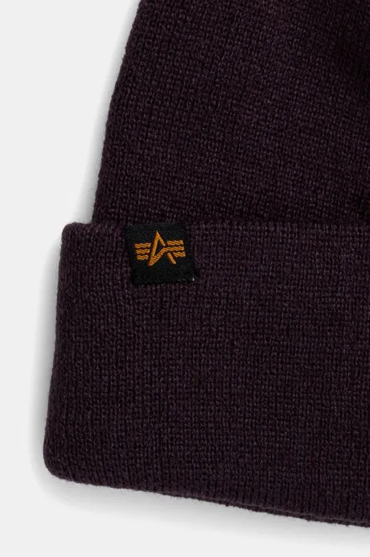 Alpha Industries beanie violet color thick knit