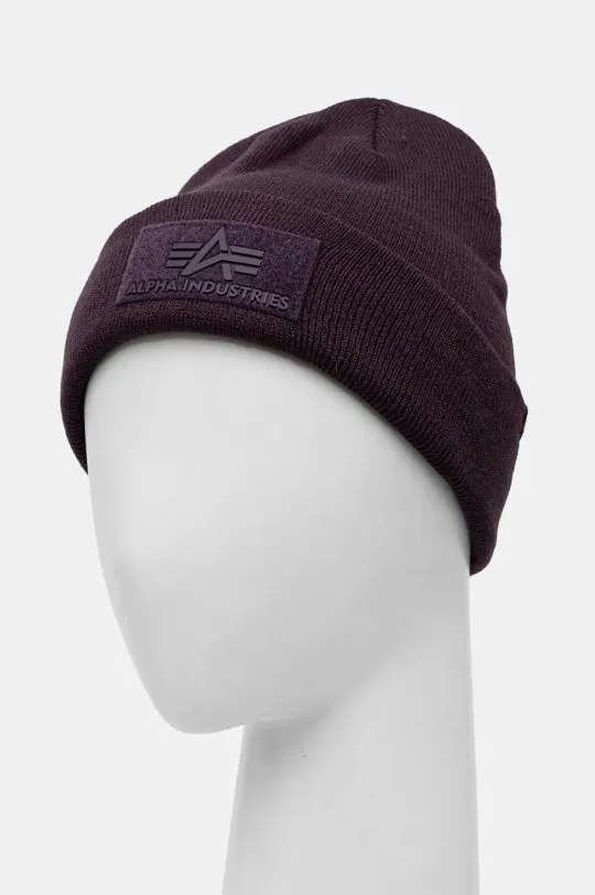 Alpha Industries beanie violet color thick knit