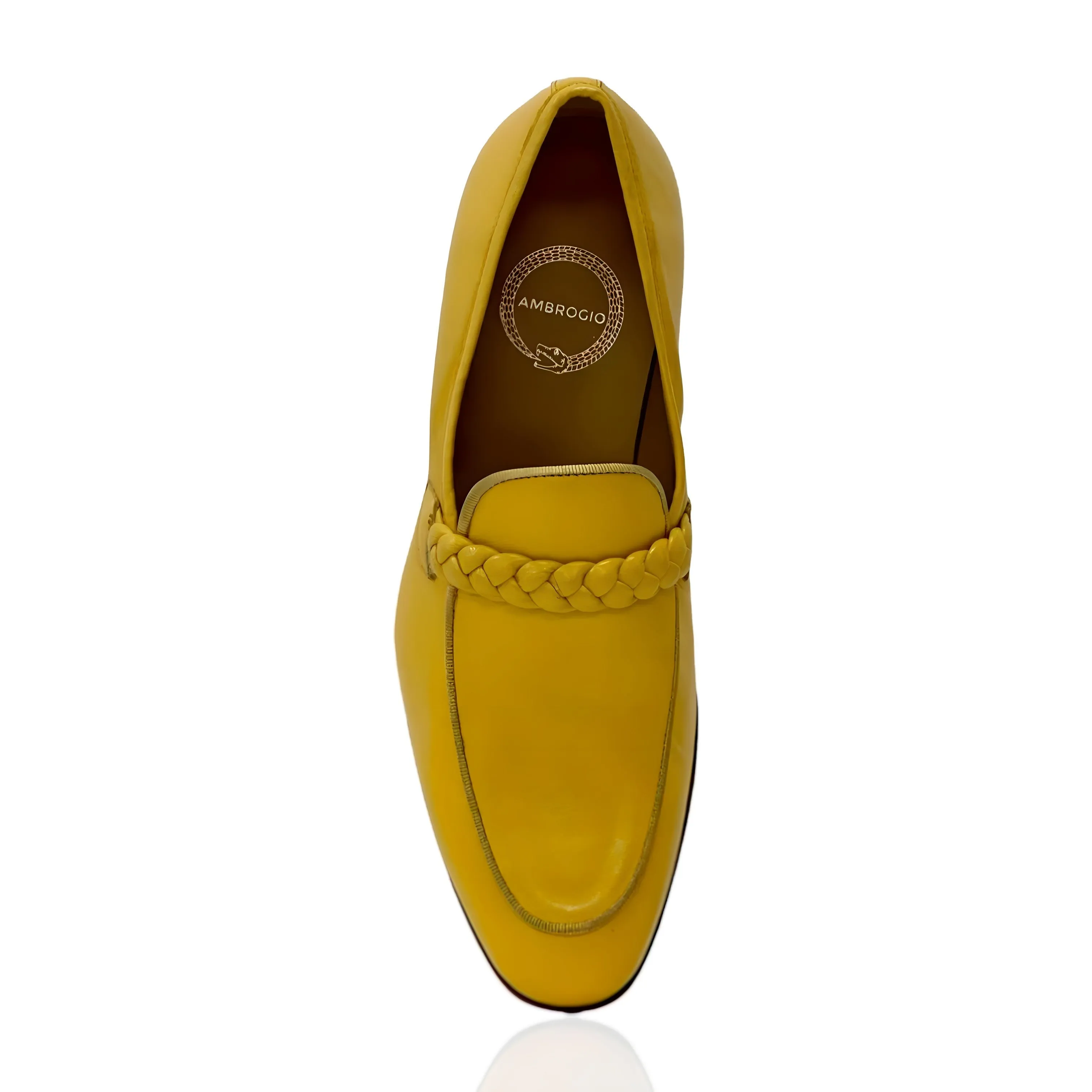 Ambrogio Men's Shoes Yellow Nappa Leather Braided Loafers (AMZ1004)