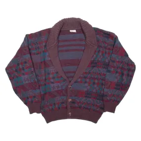 ANGELO LITRICO Womens Patterned Cardigan Maroon Crazy Pattern V-Neck M