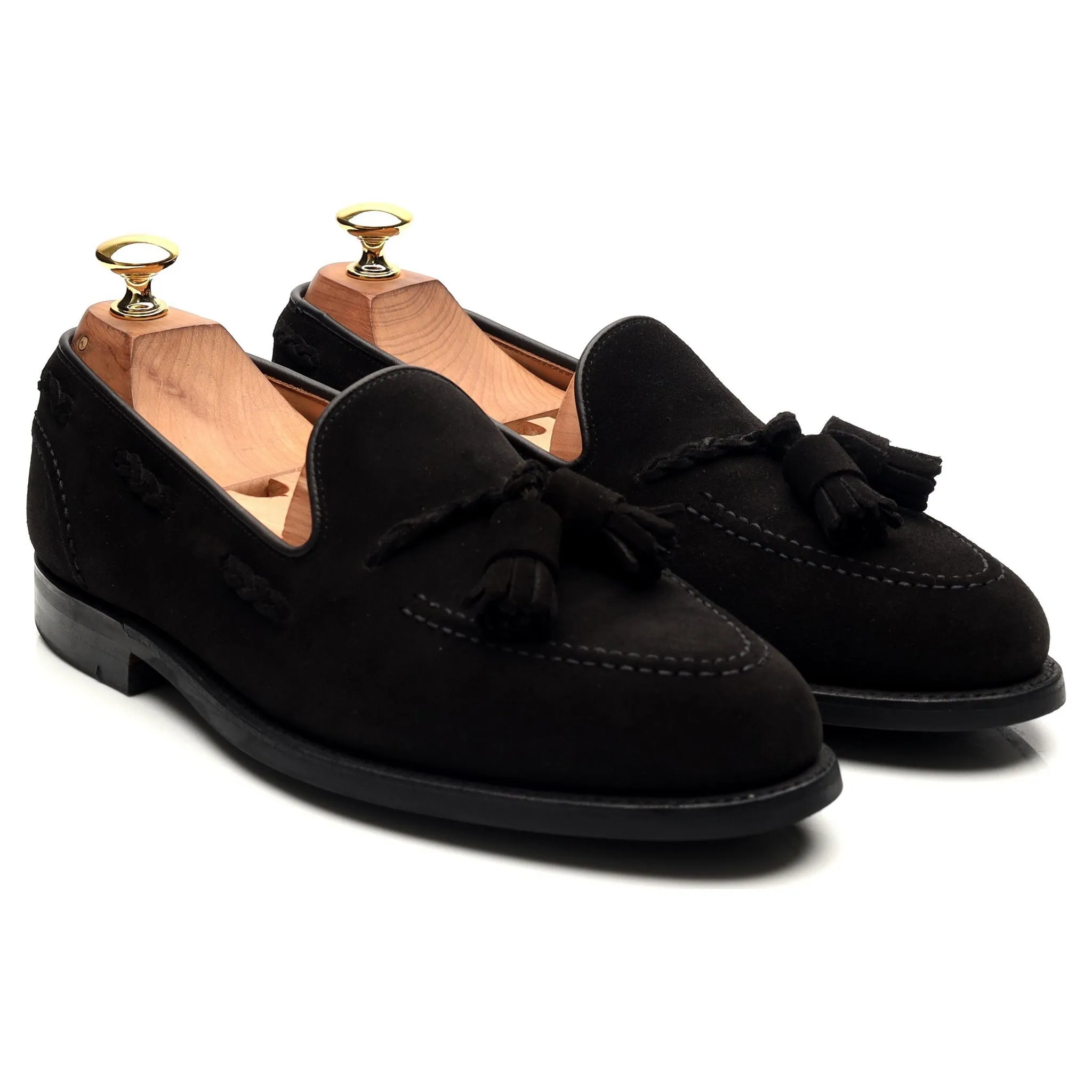 Anglo Italian 'Studridge' Black Suede Tassel Loafers UK 6 E