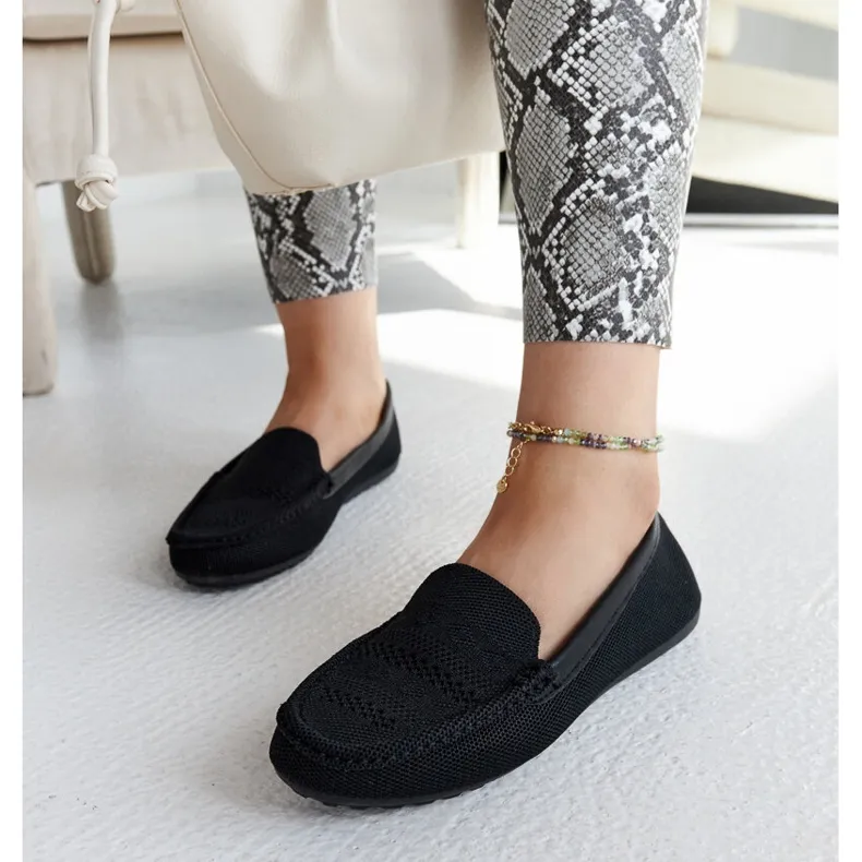 Black fabric moccasins by Fiammetta