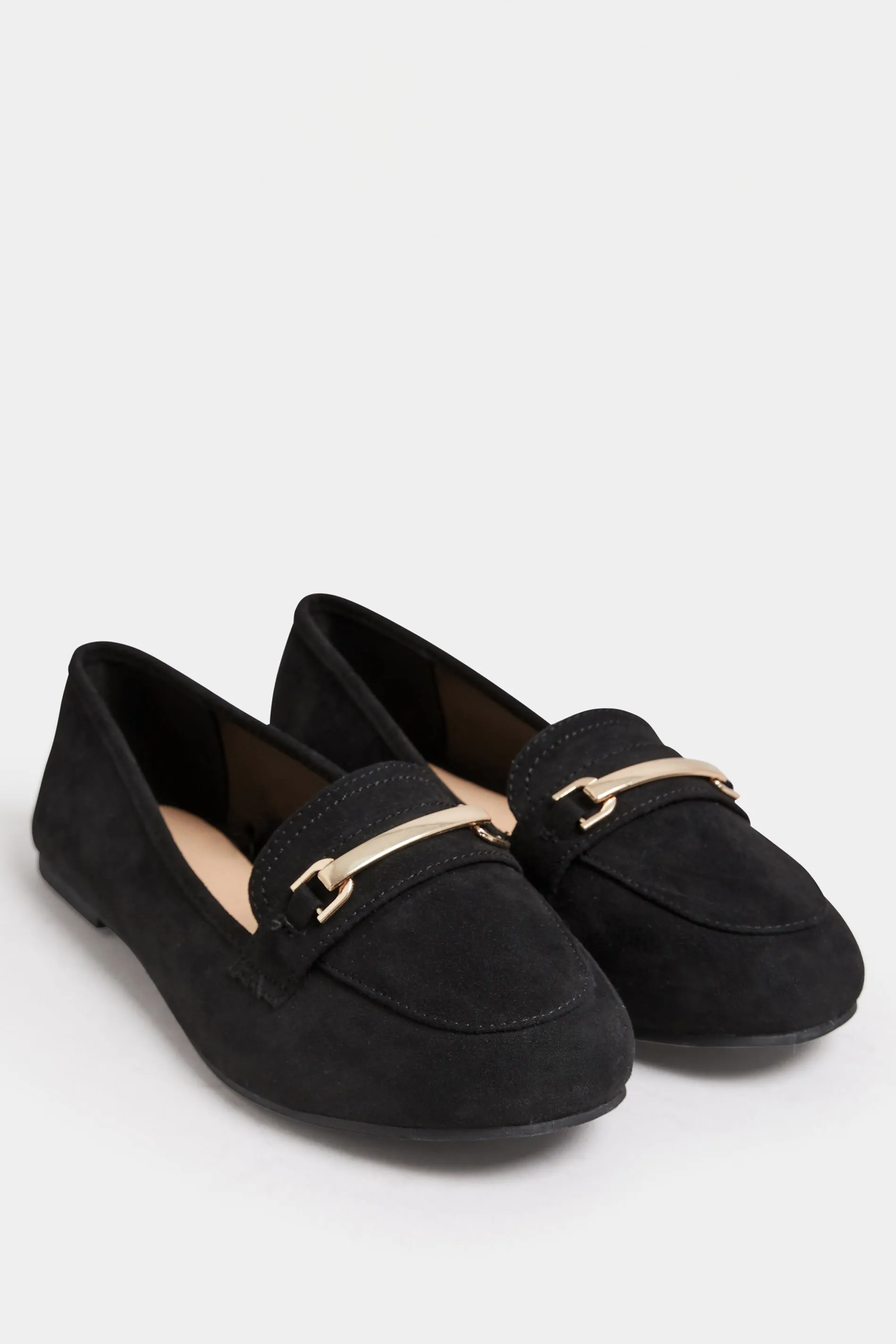 Black Faux Suede Buckle Loafers In Extra Wide EEE Fit