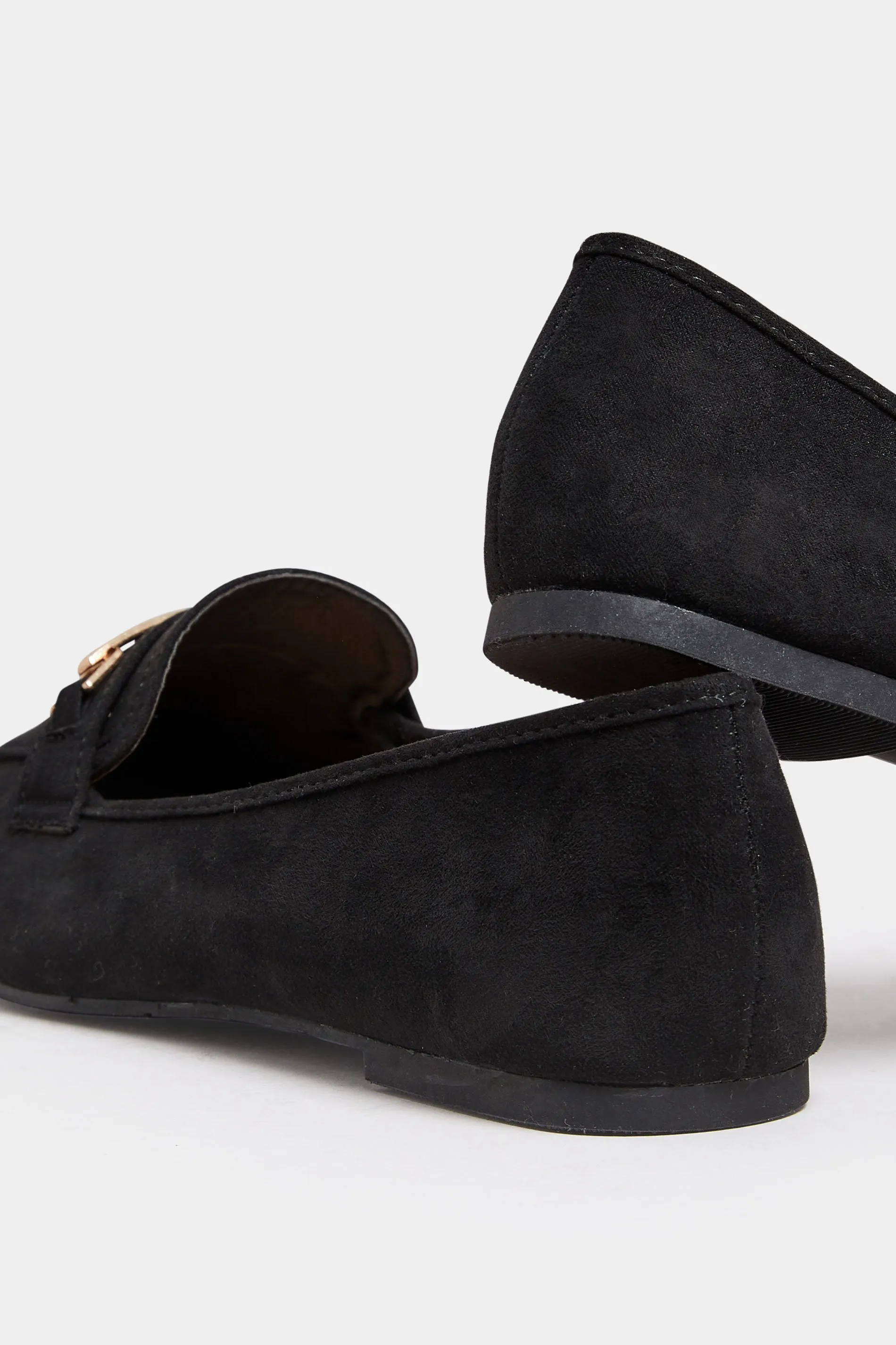 Black Faux Suede Buckle Loafers In Extra Wide EEE Fit