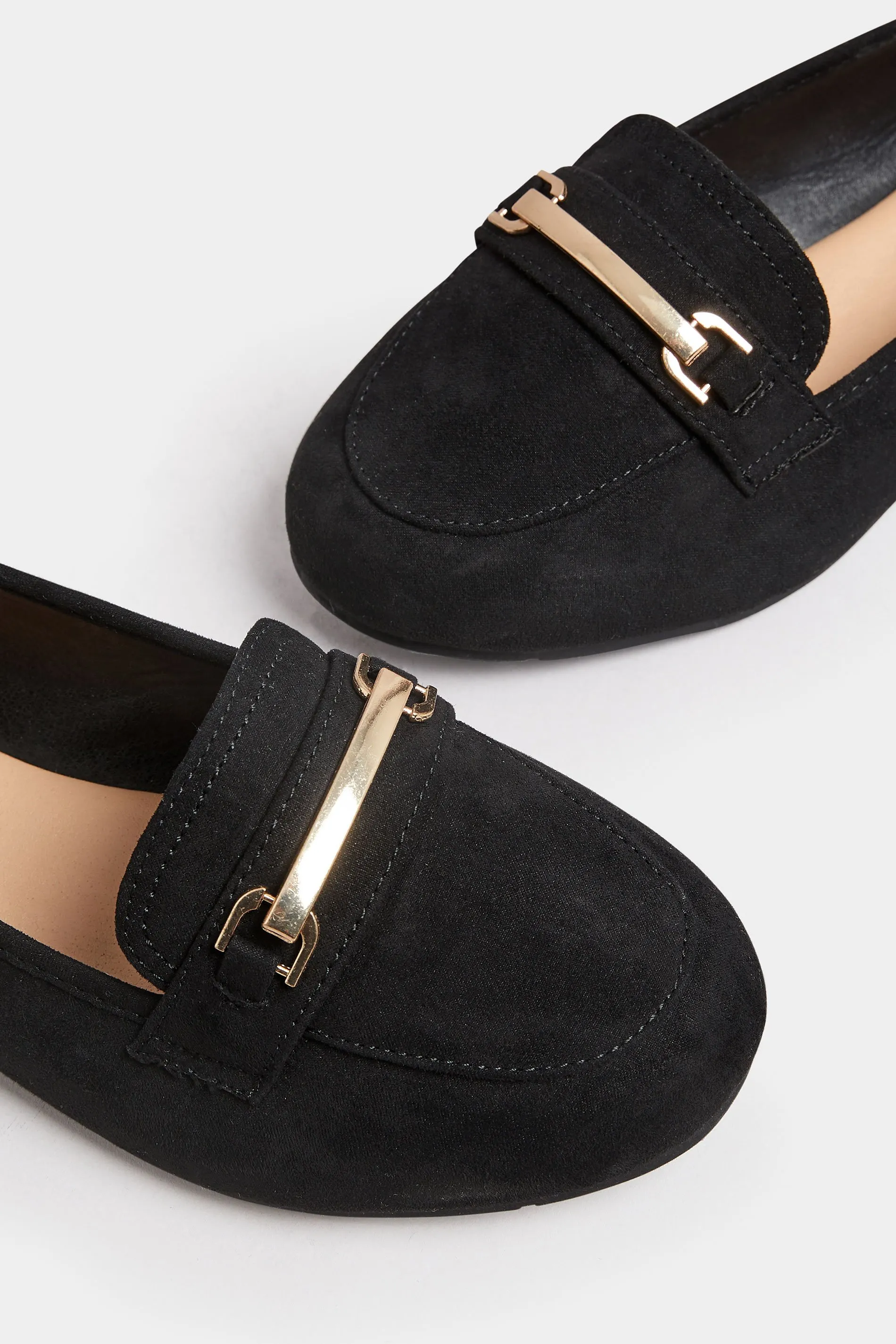 Black Faux Suede Buckle Loafers In Extra Wide EEE Fit