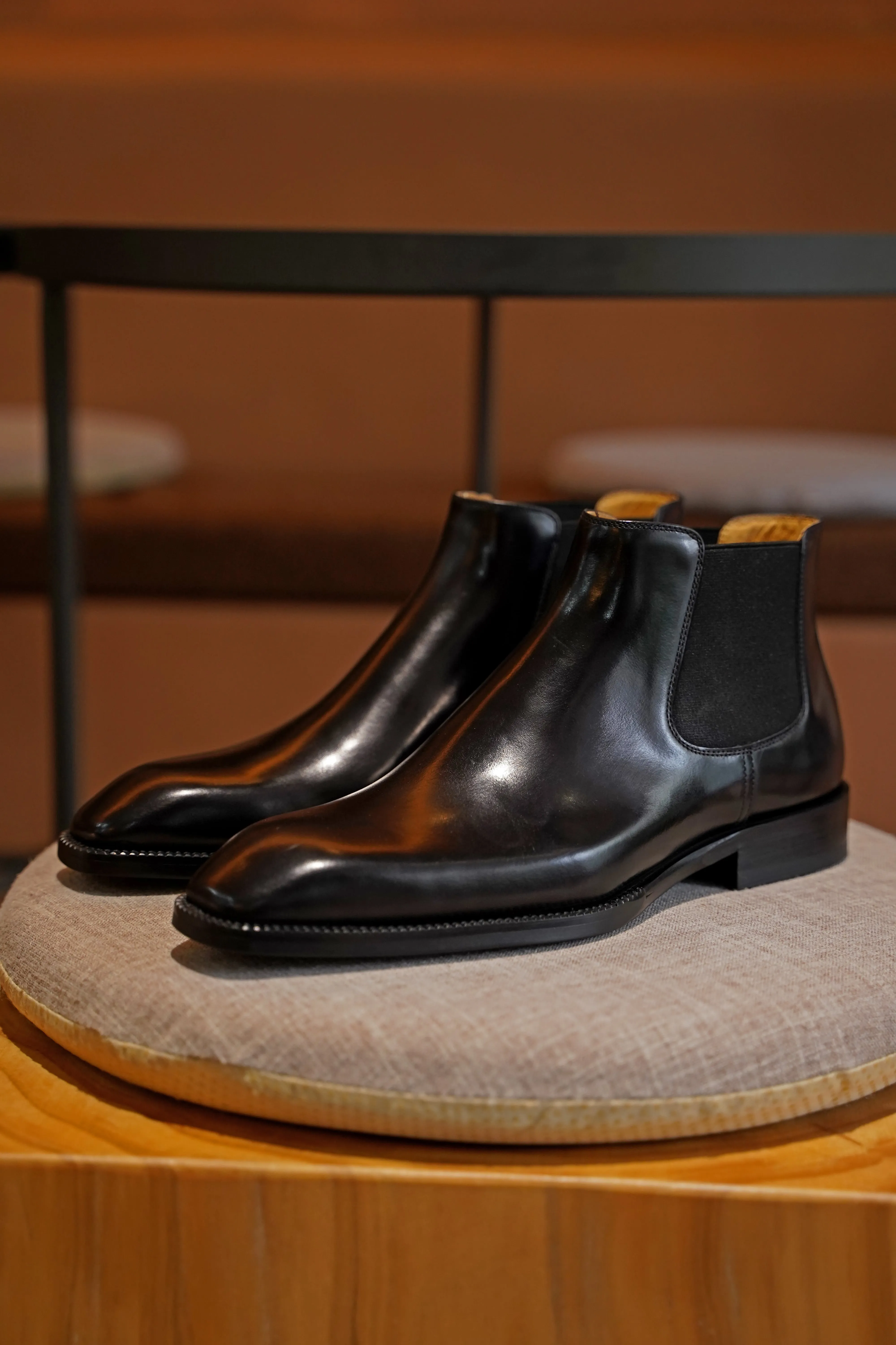 Black Leather Chelsea Boots