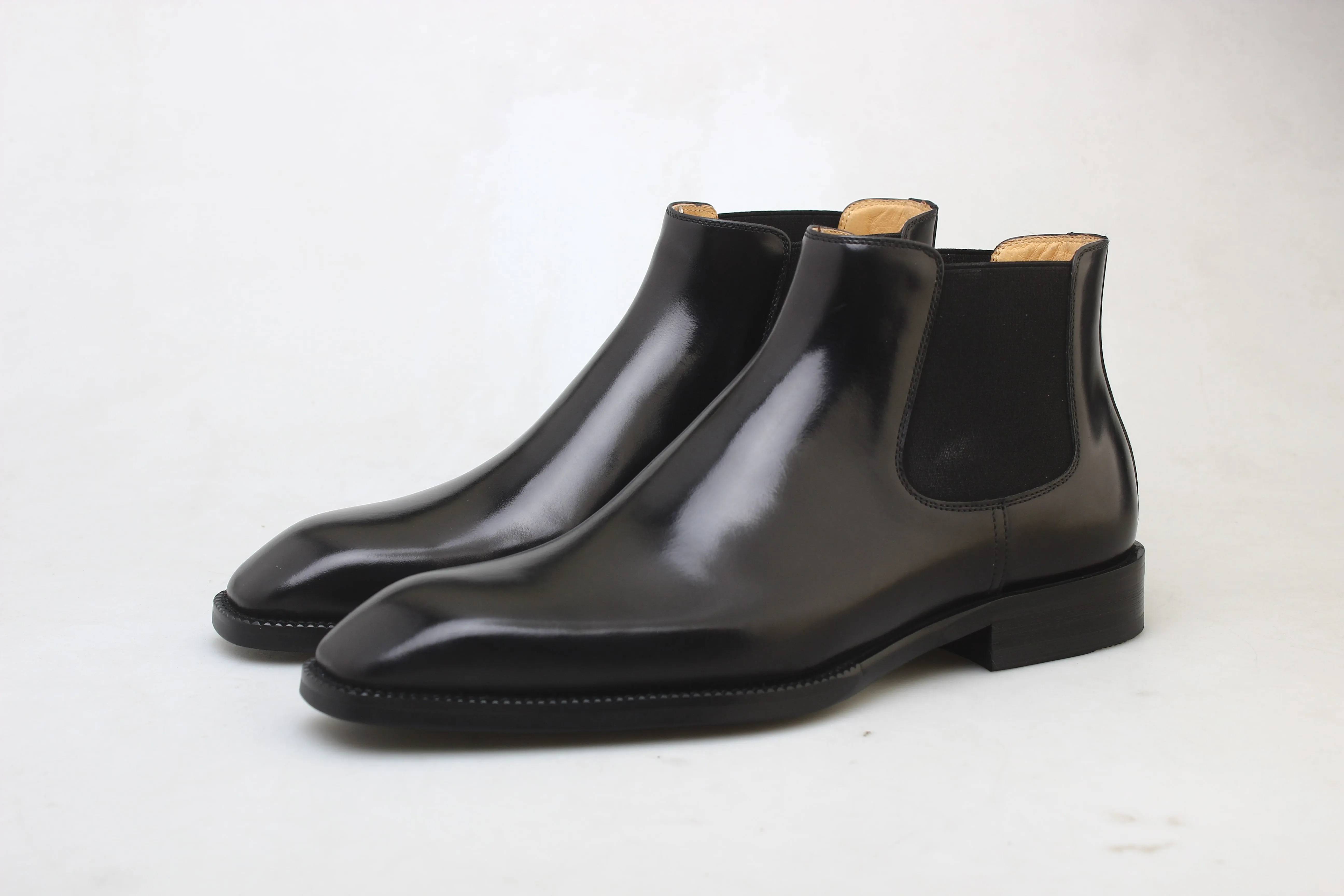 Black Leather Chelsea Boots