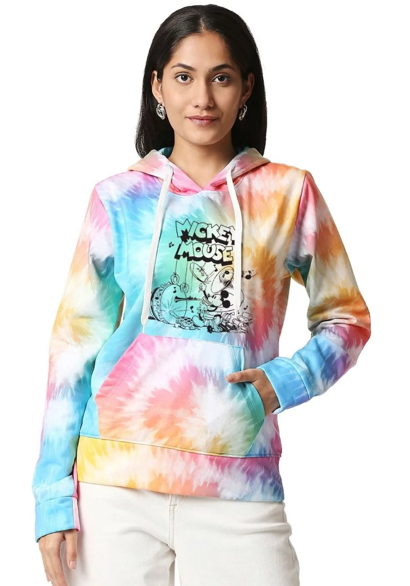 Black Mickey Mouse Colourful Spiral Tie Dye Hoodie