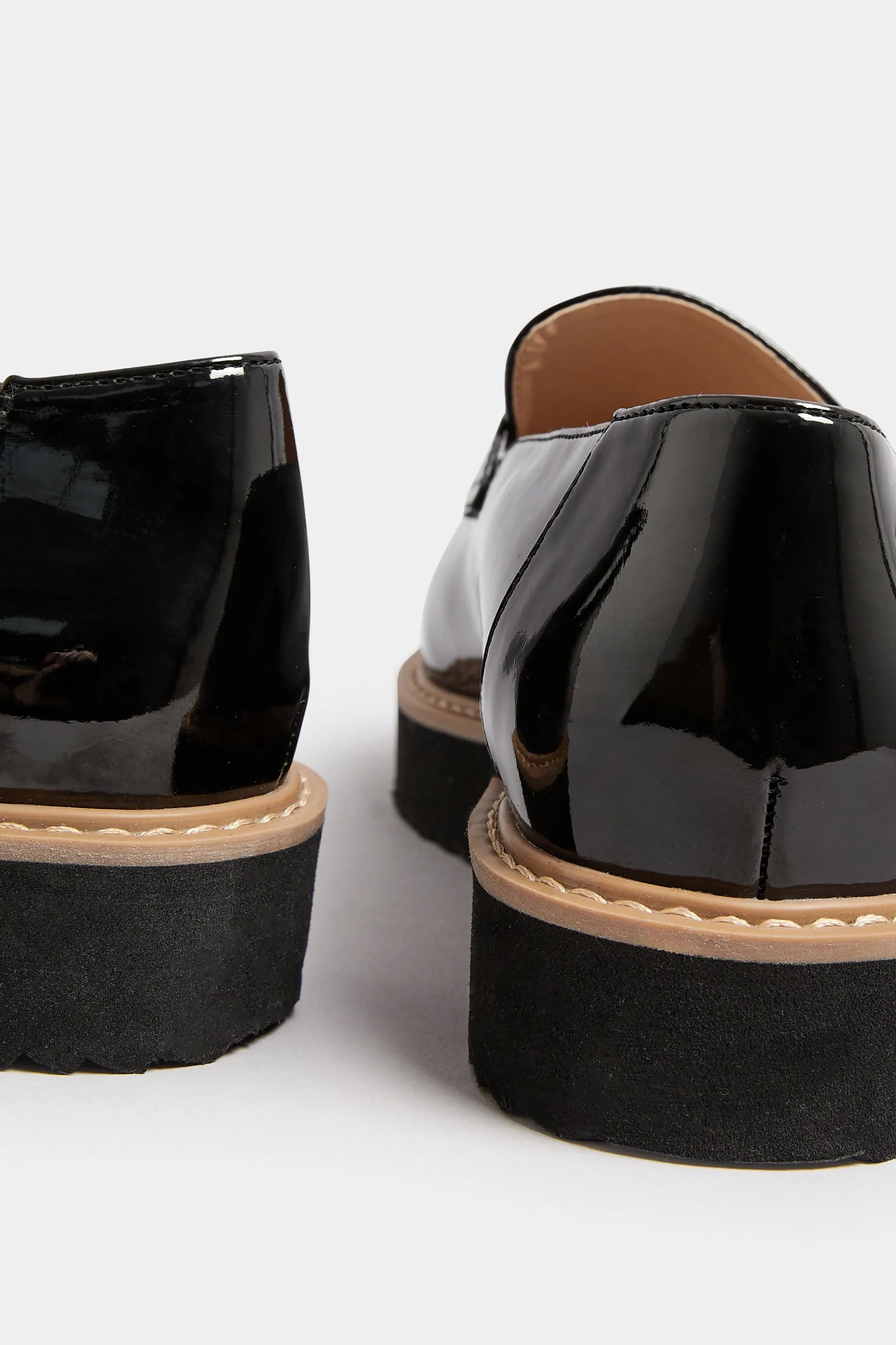 Black Patent Tassel Loafers In Extra Wide EEE Fit