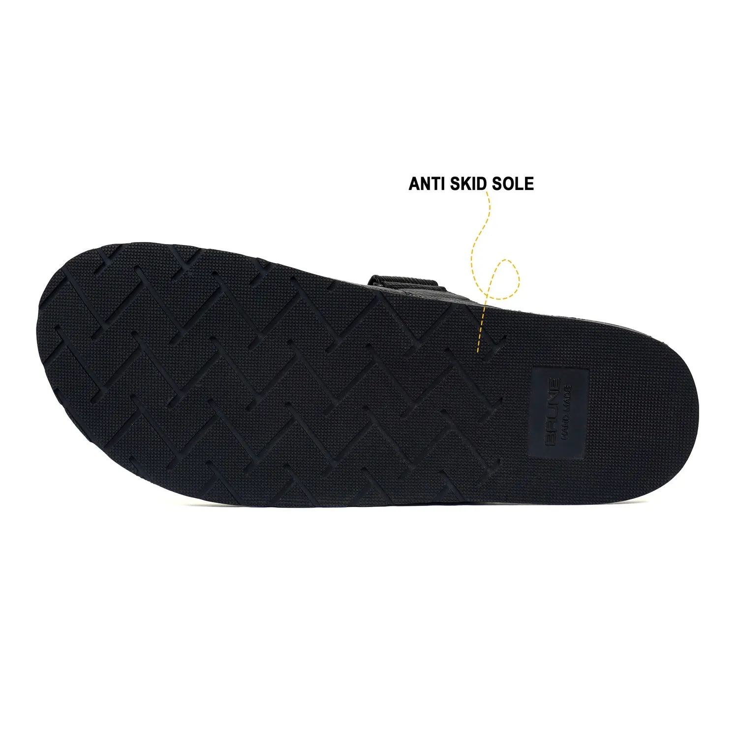 Black Summer Slippers/Sandal in Saffiano Leather