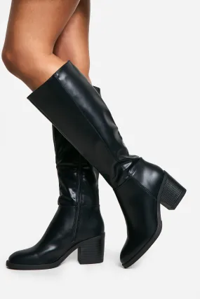 Block Heel Knee High Boots