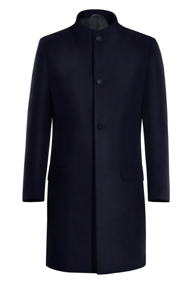 Blue Long Funnel neck Coat