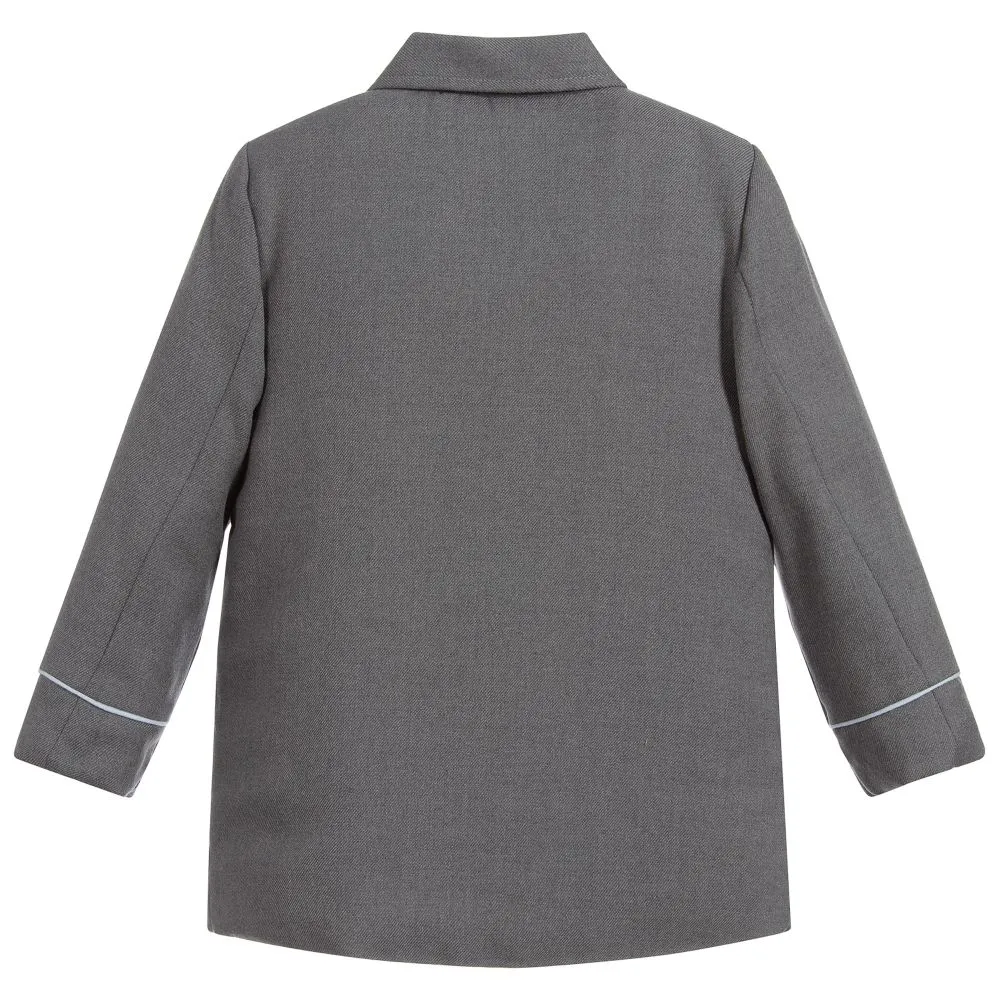 Boys Grey Viscose Blend Coat