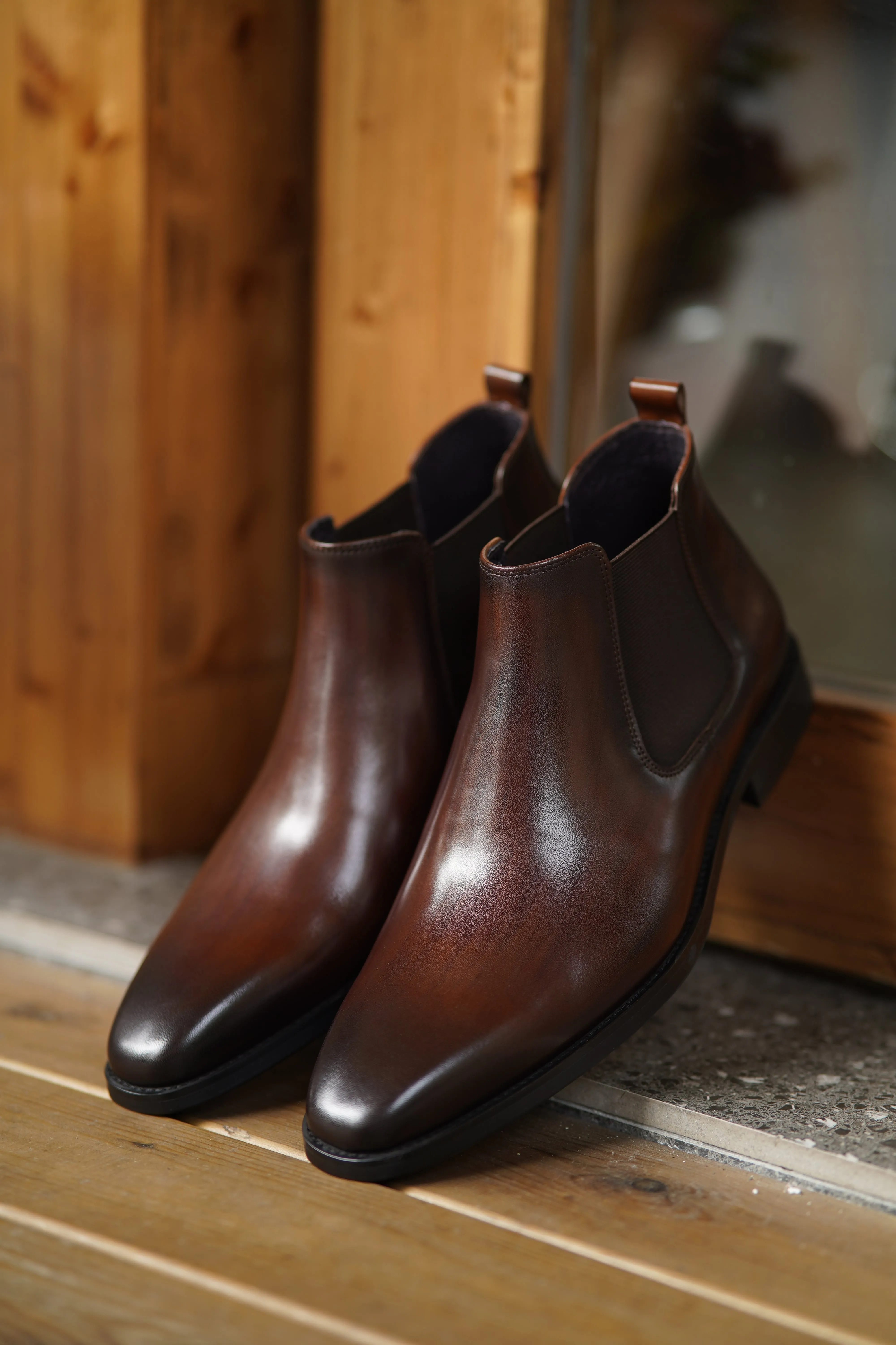 Brown Leather Chelsea Boots