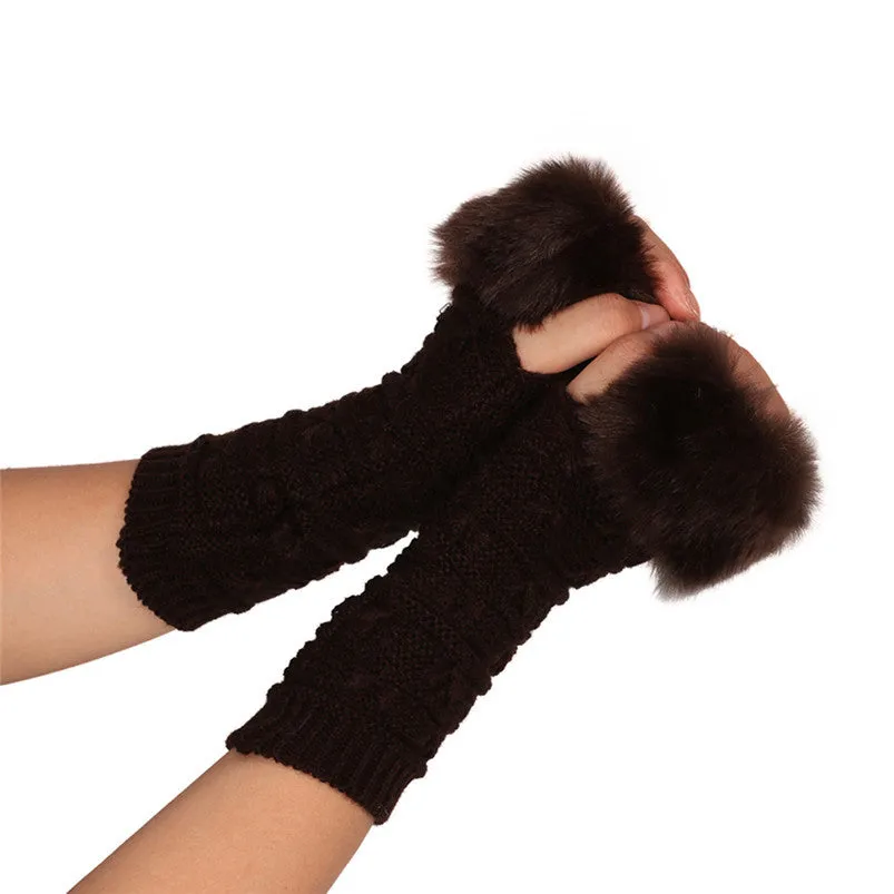 Butterfly Knitted Arm Fingerless Gloves Women Soft Warm Mitten Gloves Fast Shipping Feida