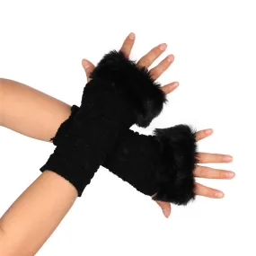 Butterfly Knitted Arm Fingerless Gloves Women Soft Warm Mitten Gloves Fast Shipping Feida