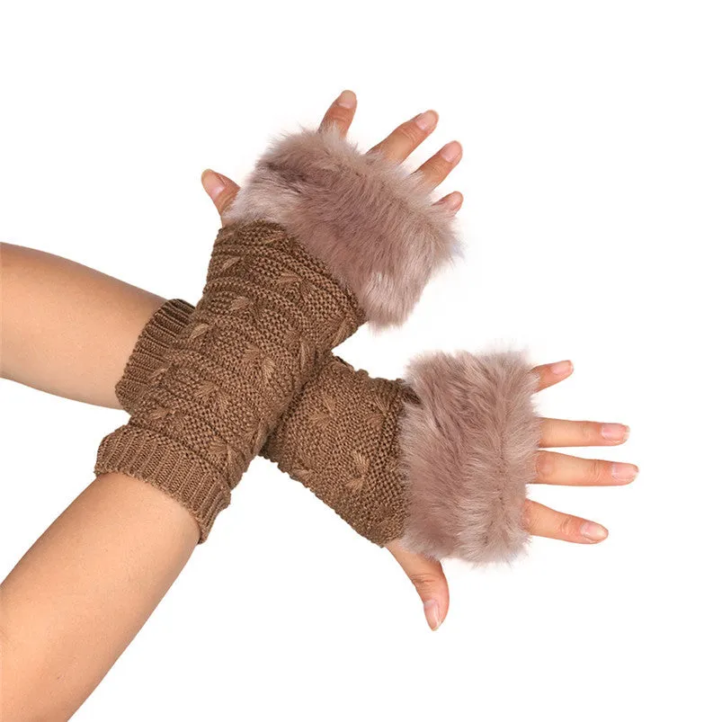 Butterfly Knitted Arm Fingerless Gloves Women Soft Warm Mitten Gloves Fast Shipping Feida