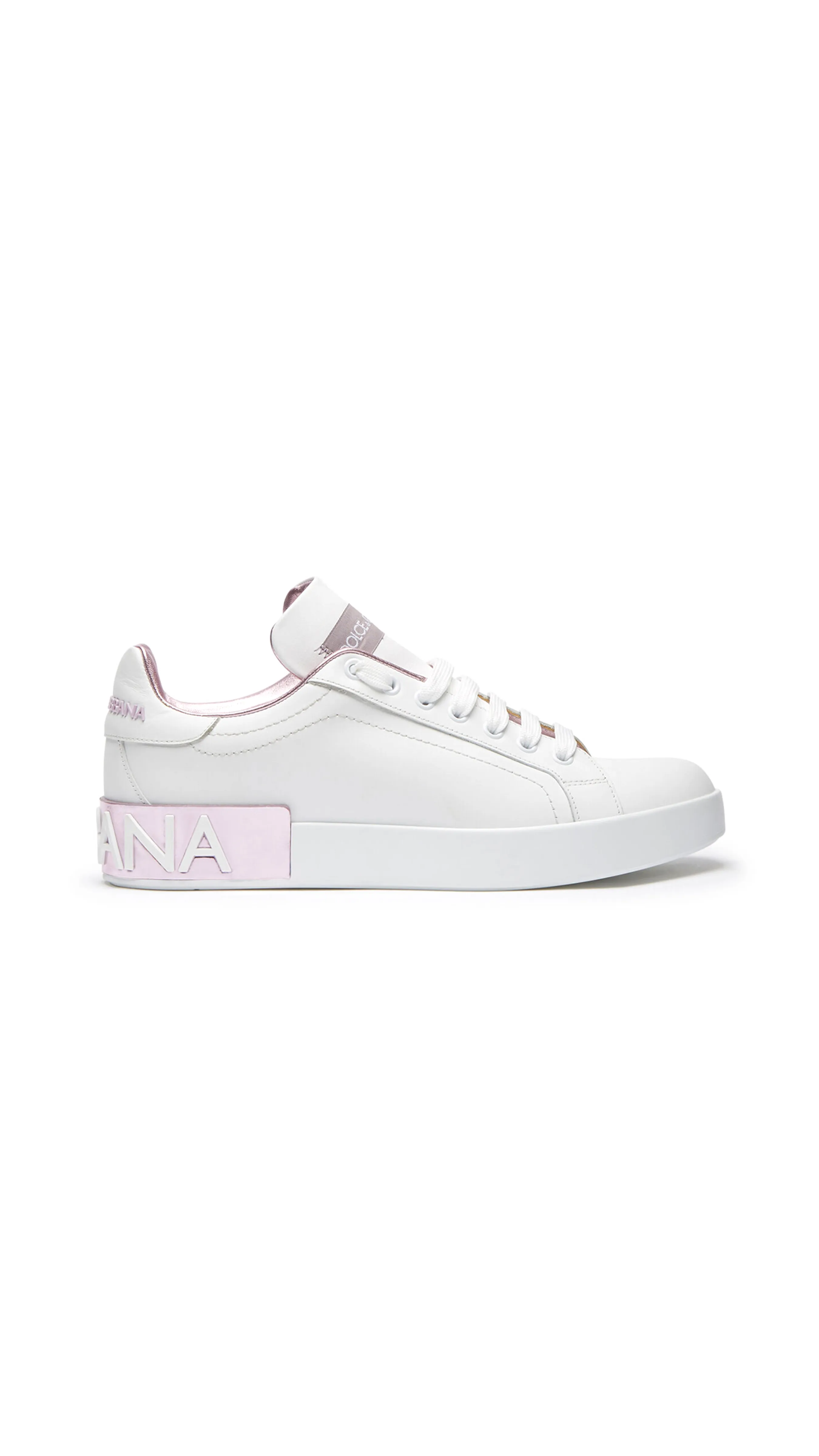 Calfskin Nappa Portofino Sneakers - White / Pink