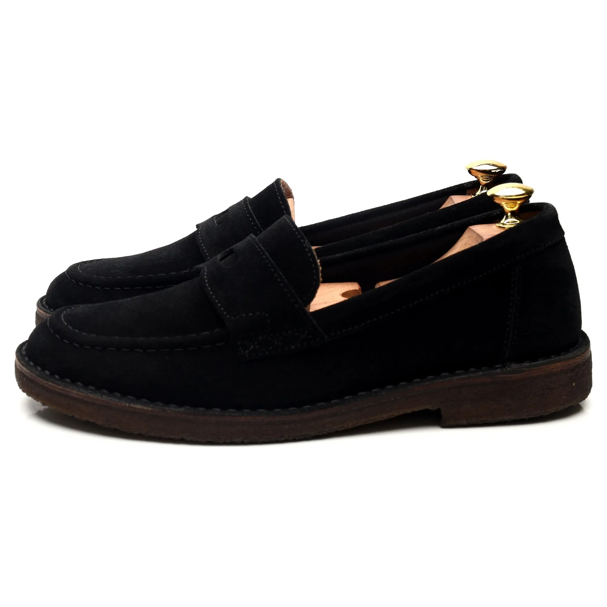 'Canal' Black Suede Loafers UK 8