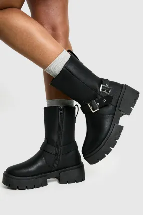 Chunky Buckle Detail Chelsea Boot