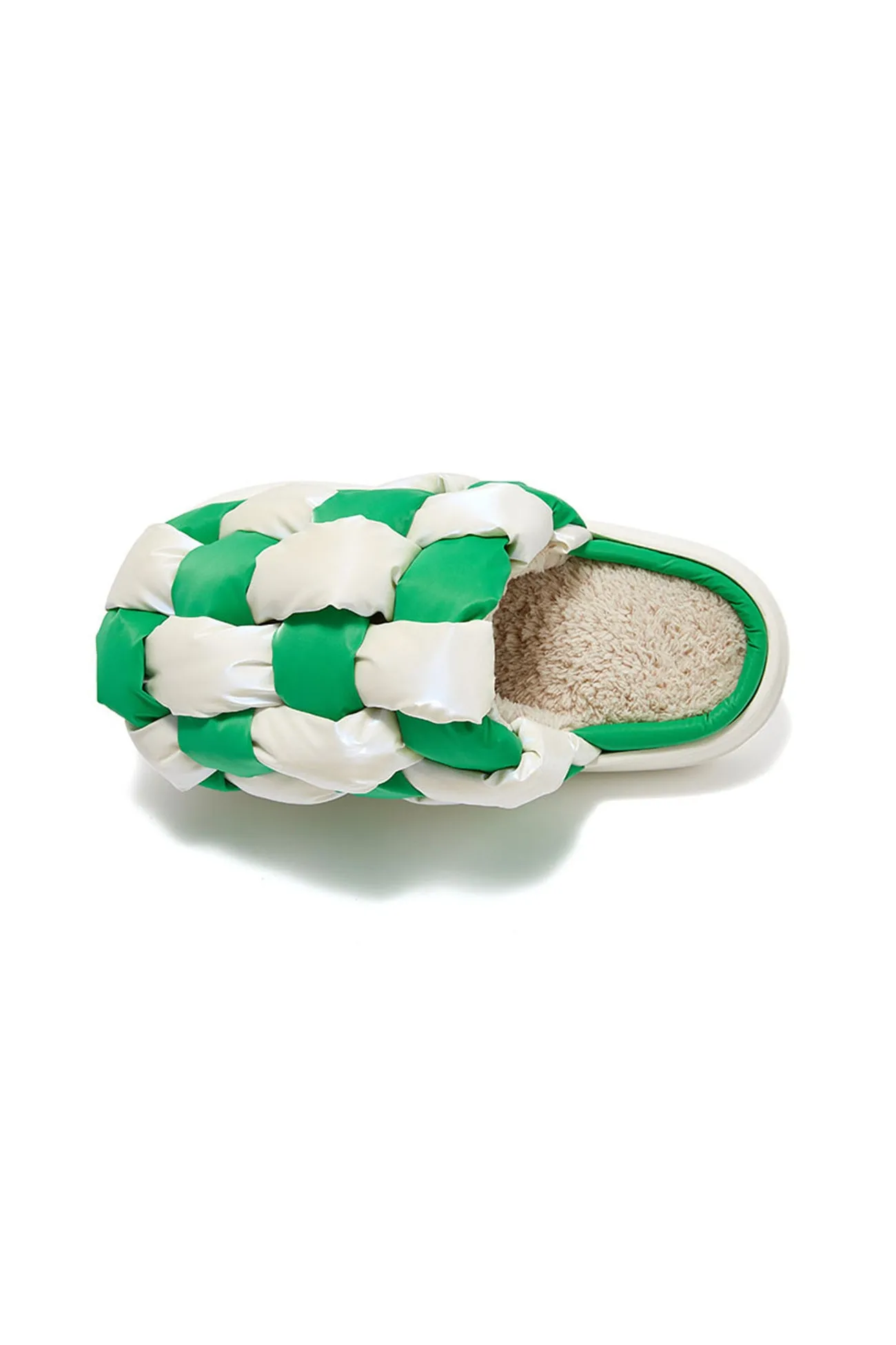 Contrast Checkerboard Plush Platform Slippers