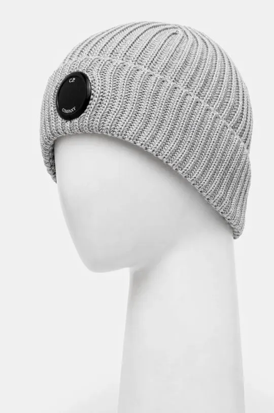 C.P. Company wool beanie Extra Fine Merino Wool Goggle Beanie gray color 17CMAC272A005509A