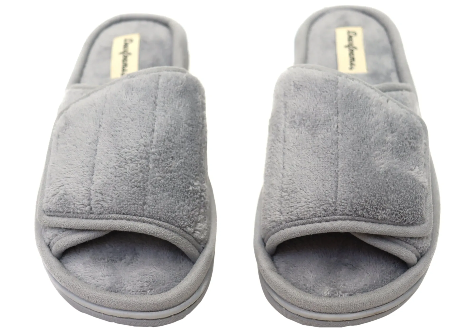 Dearfoams Mens Comfortable Collin Terry Adjustable Slide Slippers