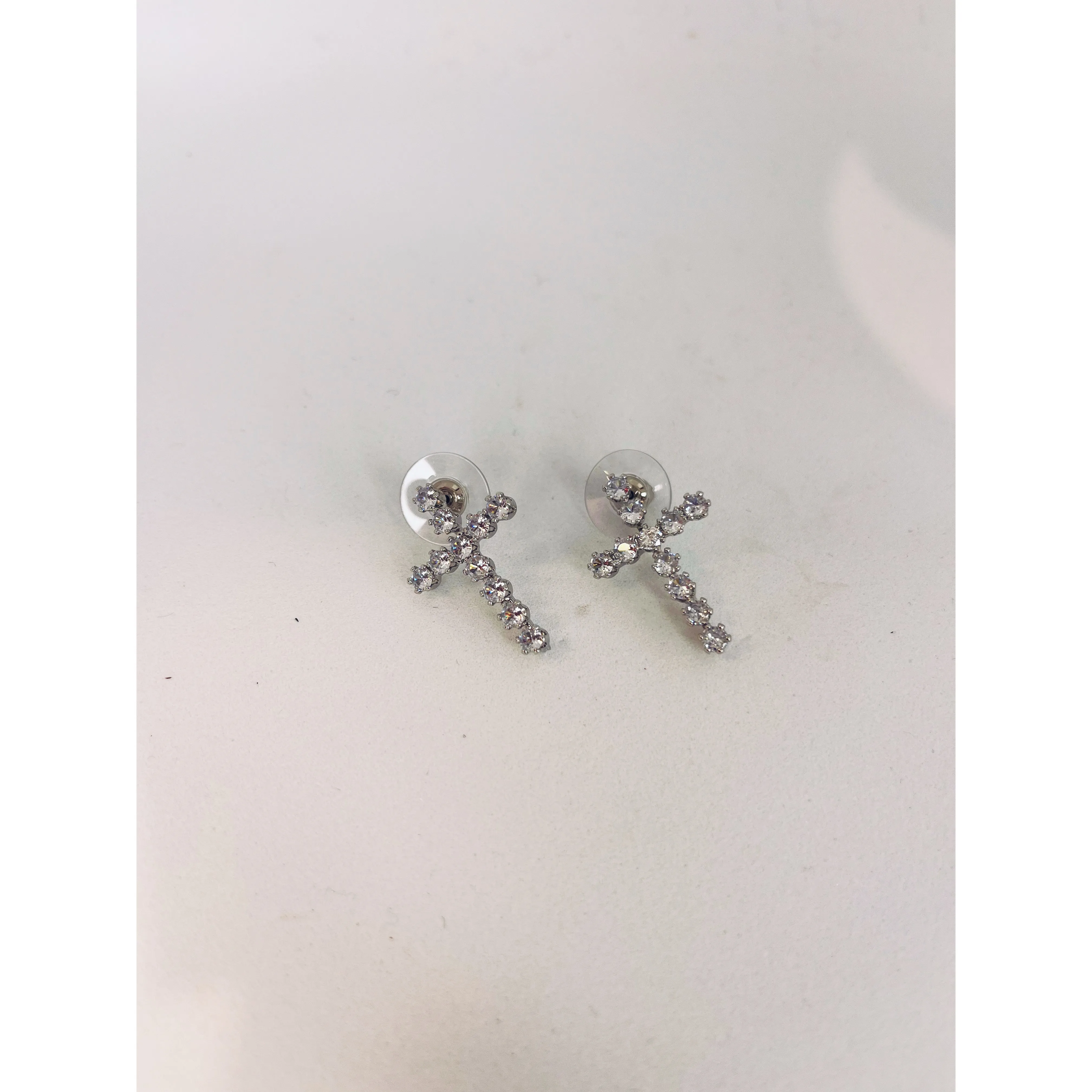 Diamanté Cross Earrings