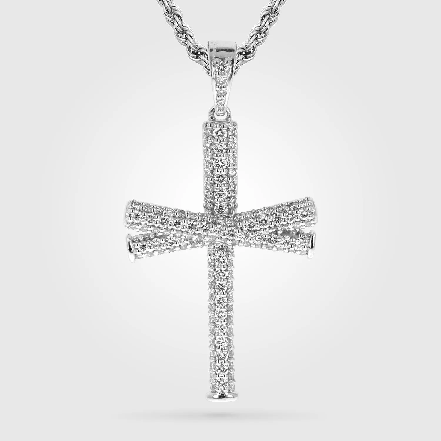 Diamond Baseball Bat Cross Necklace | Gold