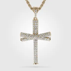 Diamond Baseball Bat Cross Necklace | Gold