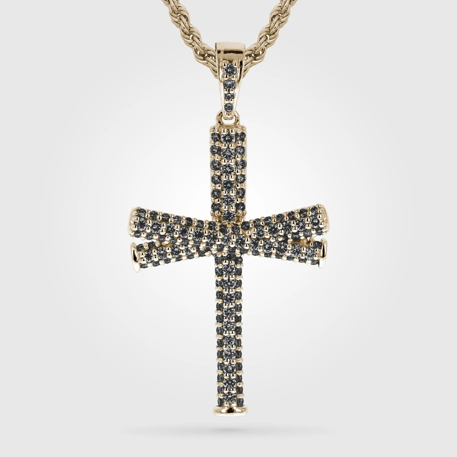 Diamond Baseball Bat Cross Necklace | Gold