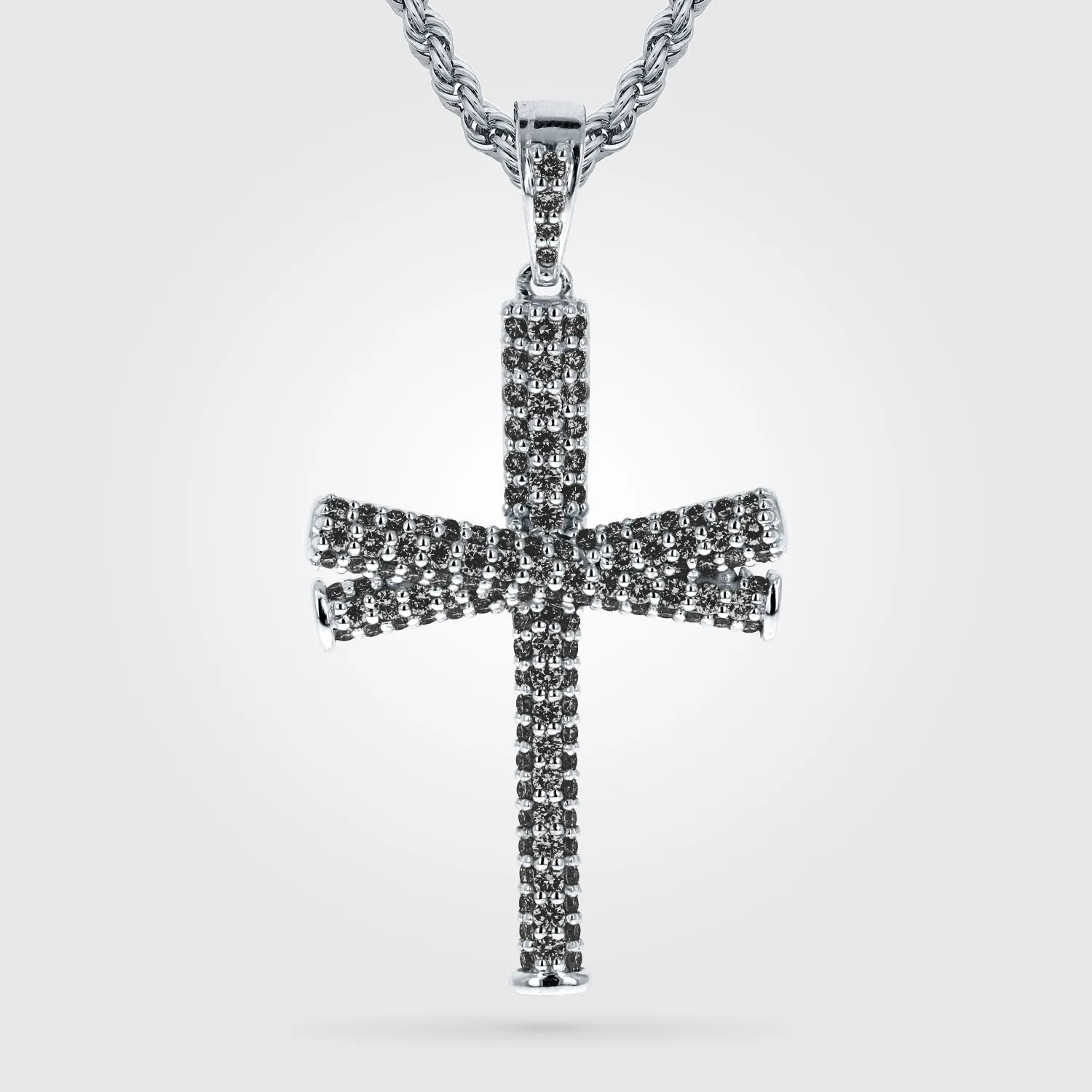 Diamond Baseball Bat Cross Necklace | Gold