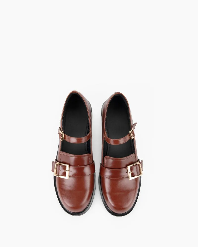 Double Buckle Straps Penny Mary Jane Loafers