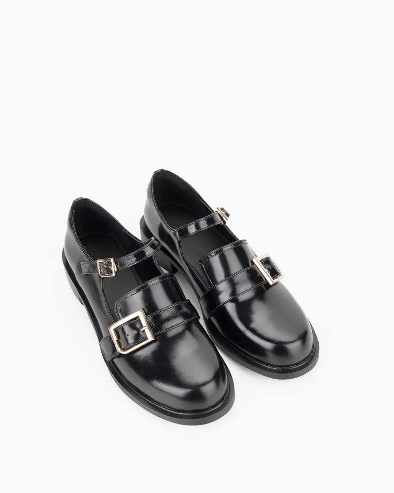 Double Buckle Straps Penny Mary Jane Loafers