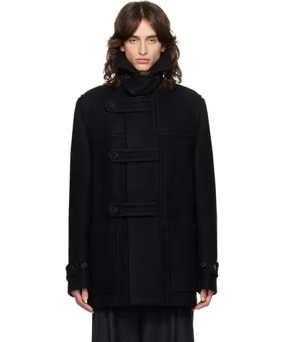 Dries Van Noten Black Cropped Duffle Coat