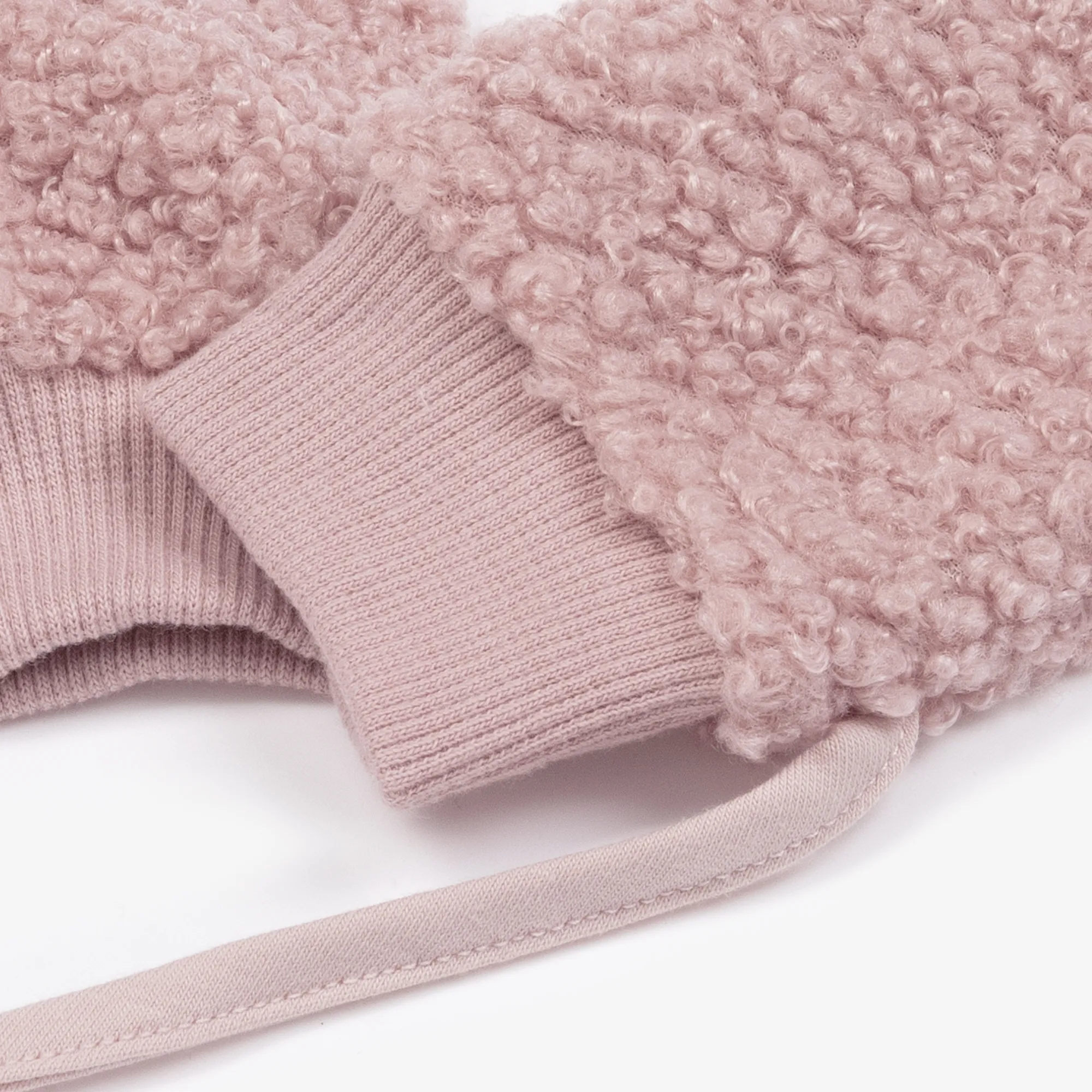 Dusky Pink Bouclé Mittens