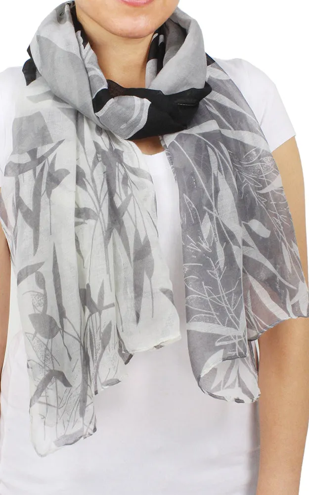 EAS9593 leaves Print Tonal Color Oblong Scarf