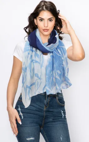 EAS9593 leaves Print Tonal Color Oblong Scarf