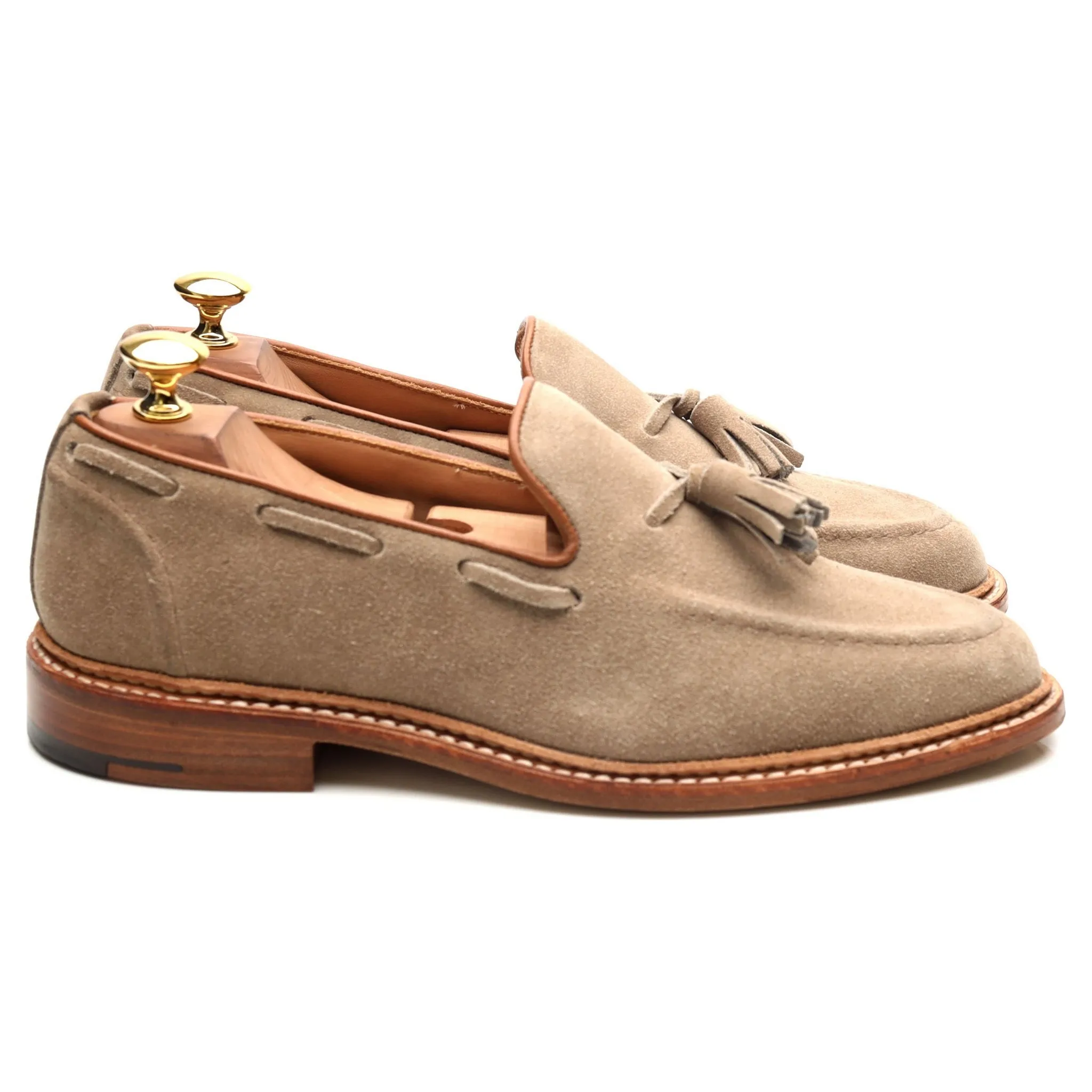 'Elton' Sand Brown Suede Tassel Loafers UK 6