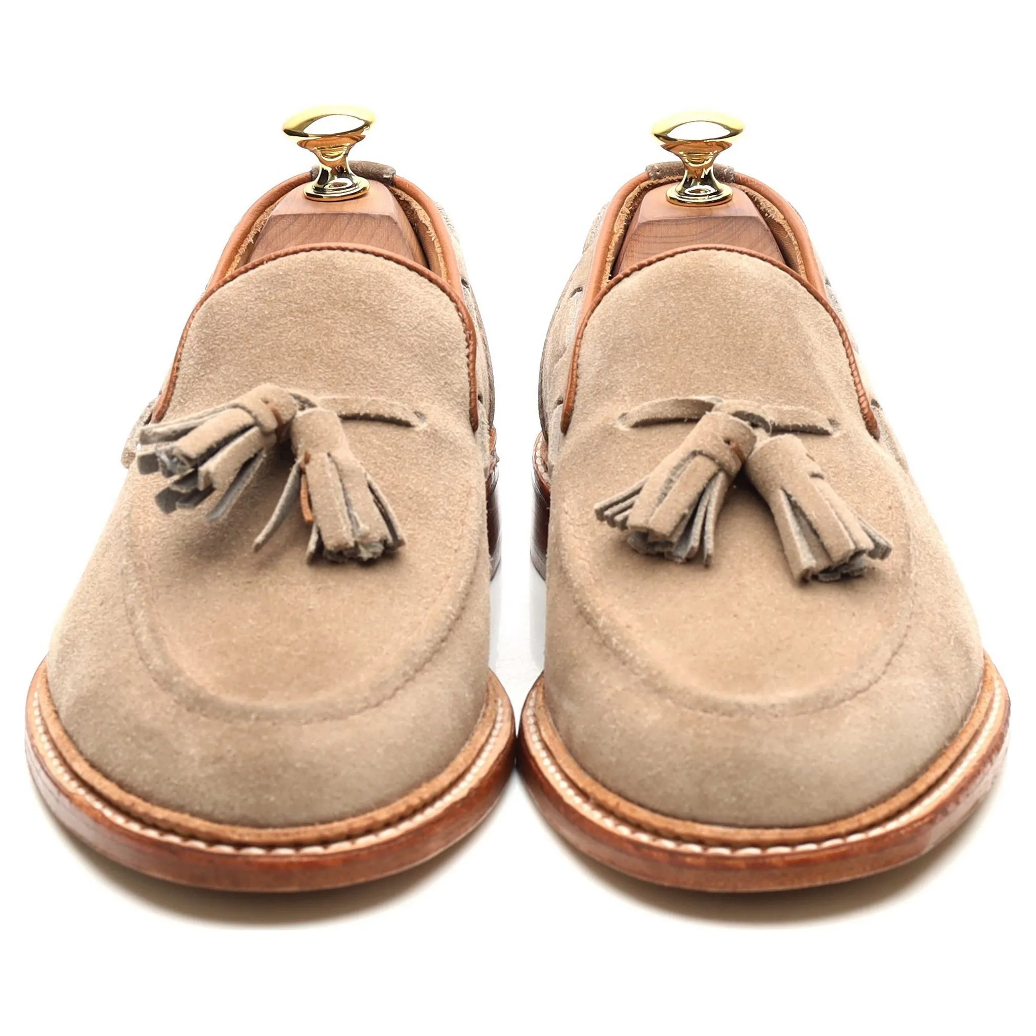 'Elton' Sand Brown Suede Tassel Loafers UK 6