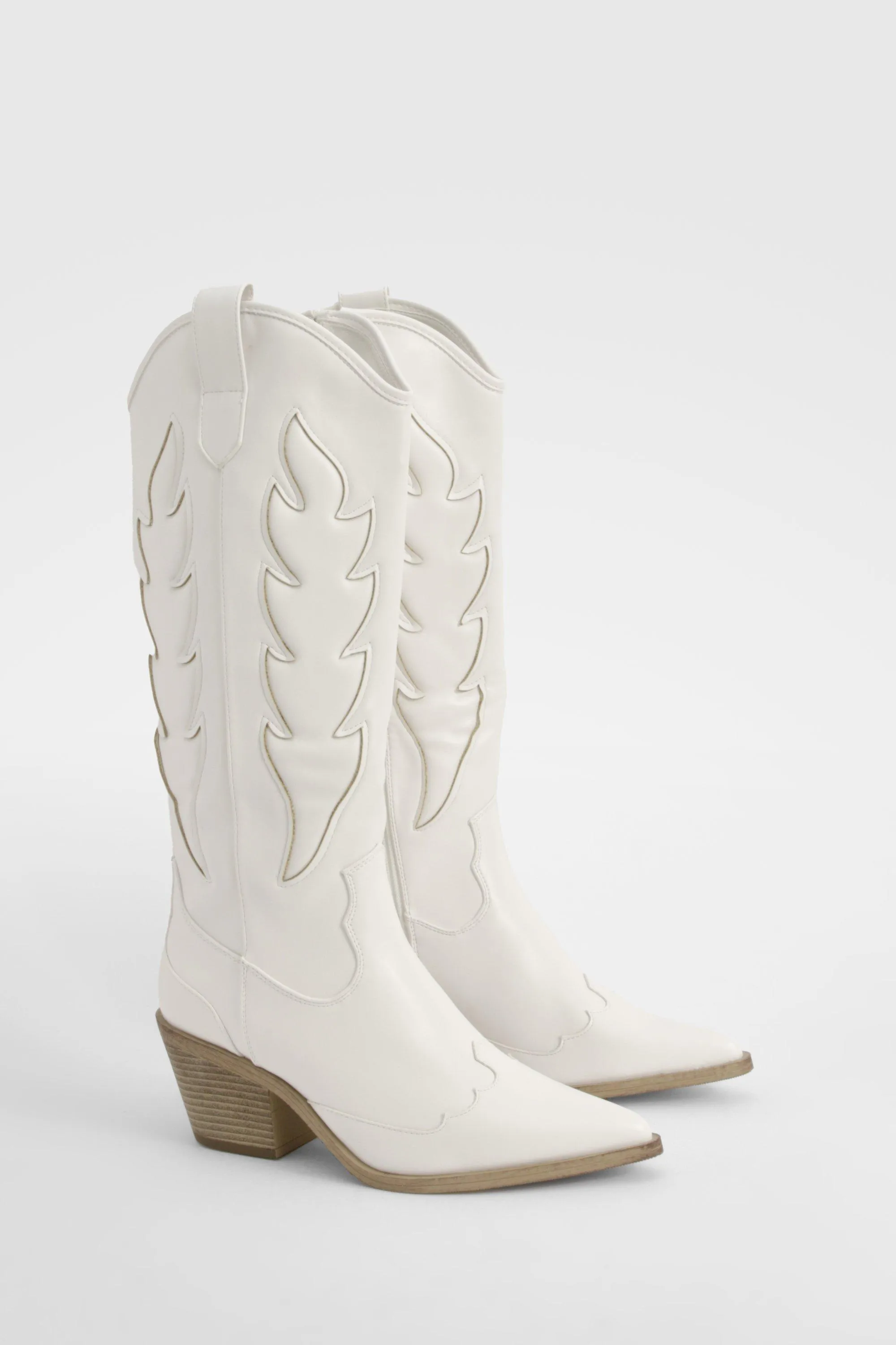 Embroidered Detail Western Cowboy Boots