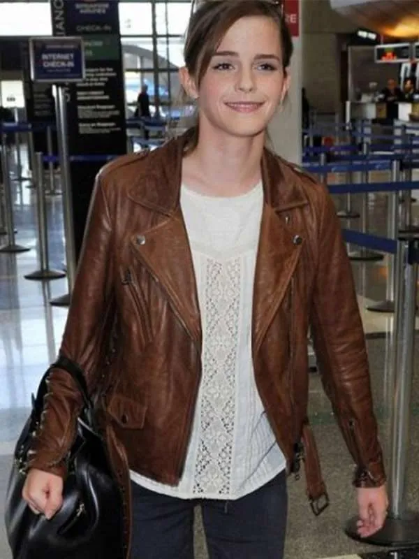 Emma Watson Brown Leather Jacket - New American Jackets